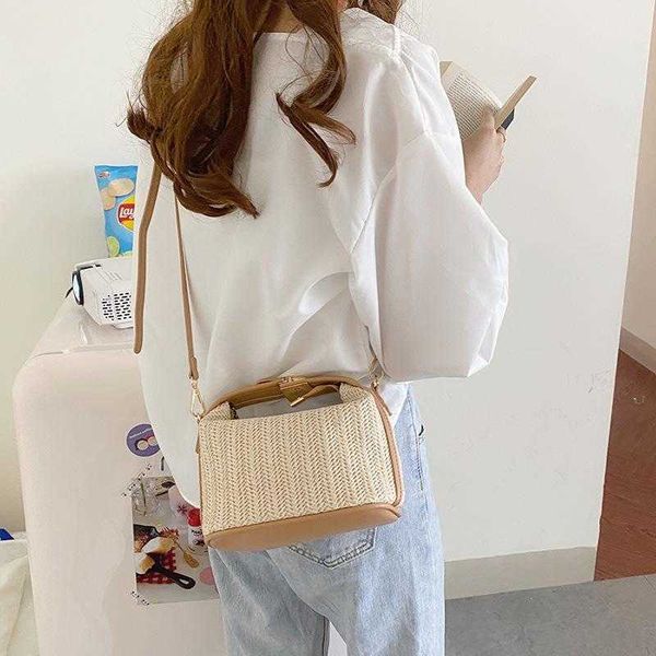 

beach bags korea east gate ins grass woven small bag casual women's handheld one shoulder crossbody 2023 summer new