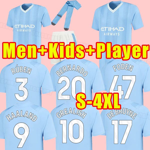

2023 2024 haaland soccer jerseys 23 24 de bruyne phillips mans cities grealish mahrez manchesters foden alvarez fans version home away third, Black;yellow