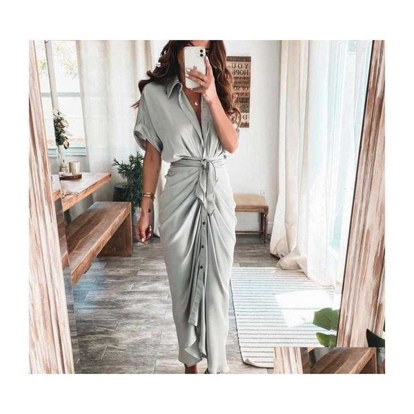 

casual dresses retail women shirt designer commuting plus size s3xl long dress fashion forged face clothing drop delivery apparel wom dhkj1, Black;gray