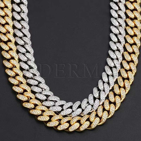 

cuban chain hip hop jewelry iced out moissanite diamond miami cuban chain s925 sliver 12mm width cuban link chain, Silver