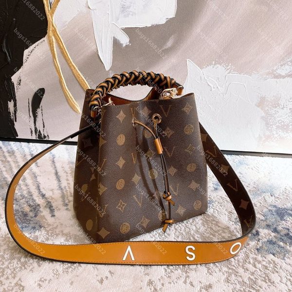 

real cowhide neonoe bag drawstring bucket bag women one shoulder crossbody bag designer bag handbag letter shoulder strap leather bags louis
