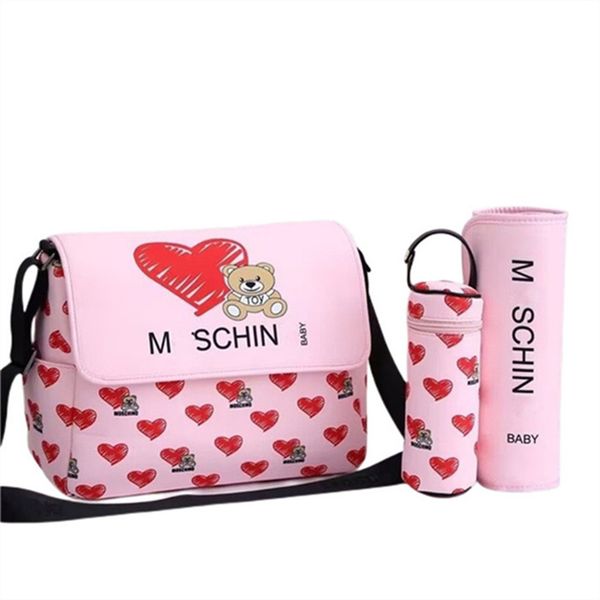 

mom baby diaper bag 3-piece set paris female designer print multifunctional fashion zipper & hasp one shoulder bag mom and girl's gift