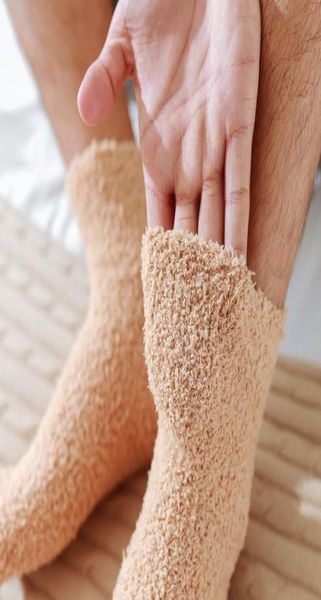 

arrivals mens casual warm socks soft solid neat fuzzy socks winter thermal indoor floor sock thermal terry sock7148544, Black