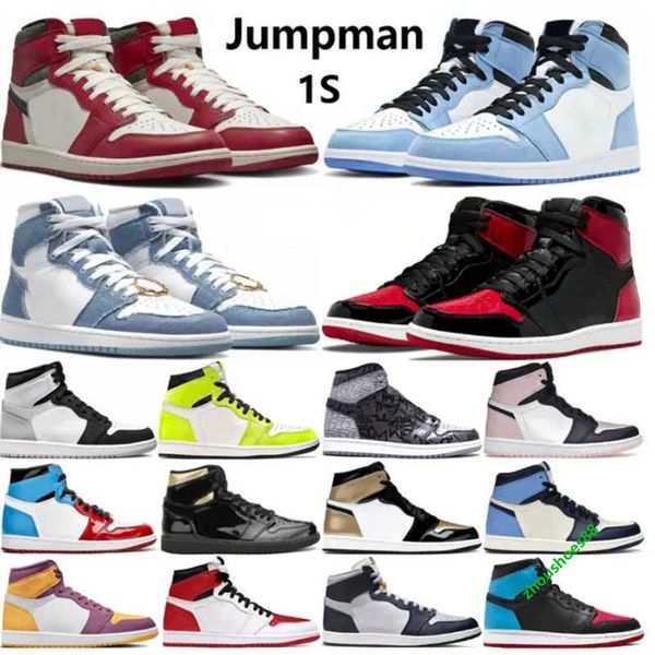

jumpman 1 1s men basketball shoes bred patent unc blue dark mocha starfish lost found denim light bone shadow 2.0 chicago grey fog bio hack