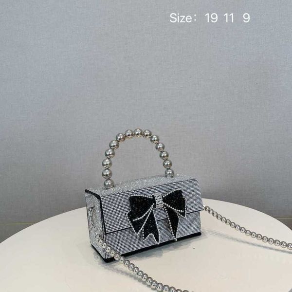 

bag 2023 new korean little fresh water diamond pearl chain bowknot small square bag handheld one shoulder crossbody bag 230613