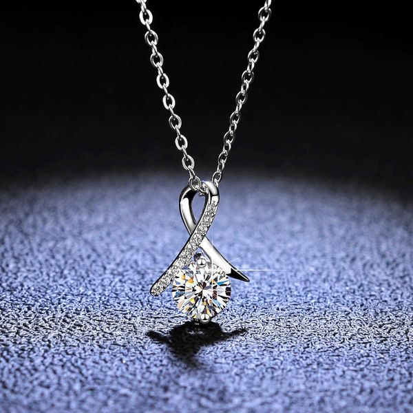 

fast shipping 1ct 6.5mm moissanite pendant silver chain 925 silver jewelry necklace