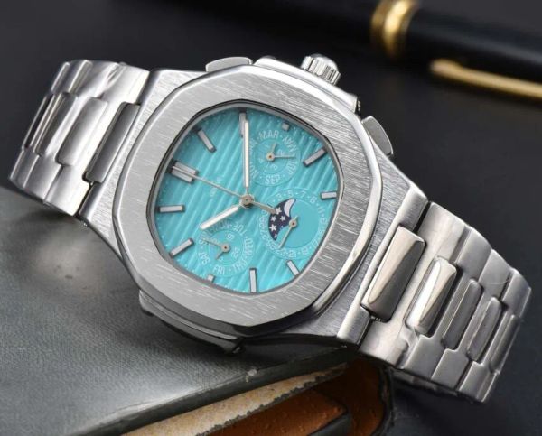

2023 men women patekity nautilus wristwatches waterproof watches cool men watch fashion wristwatch sports stainless steel quartz calendar me, Slivery;golden