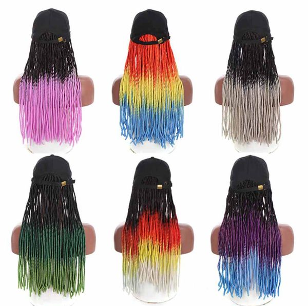 

20 -inch empty braid hat wig integrated dirty braid women's gradient fashion trend many style choices, support customization, Black