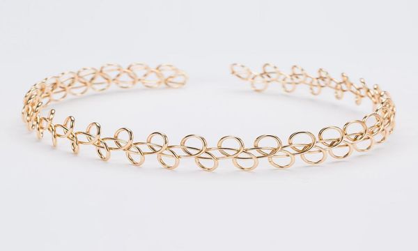 

alloy tattoo choker necklace vintage hippy stretch elastic fishing line simple punk summer hawaii pattern wrap chokers goldsilver6061600, Golden;silver