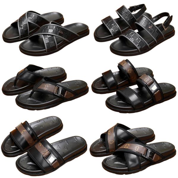 

sandals slippers designer sandals men's sandals luxury shoes flip-flops classic style slippers fashion vintage leather trend slippers, Black