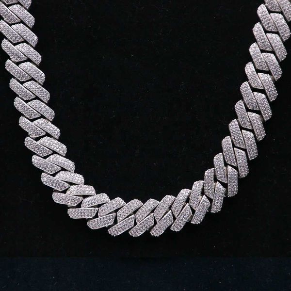 

hip hop jewelry cz19mm three row stone necklace platinum necklace, Silver