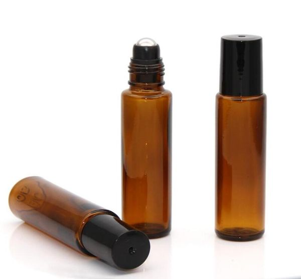 

quality 15ml amber glass bottle roll on empty fragrance perfume essential oils bottle 15ml rollon black plastic cap bottle l1537178