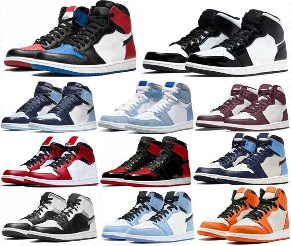 

dh 2023 1s mens basketball shoes chicago reimagined bred patent dark mocha unc black white smoke grey obsidian men and women designer traine