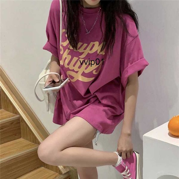

t-shirt loose round neck medium and long short sleeve t-shirt women's summer fashion korean cotton comfortable age reducing casual top, Black