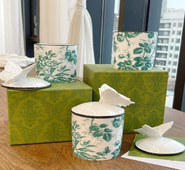 

luxury gu brand perfume candle green butterfly ceramic cup scented bougie candles long lasting flora smell solid parfum fragrance 7244960