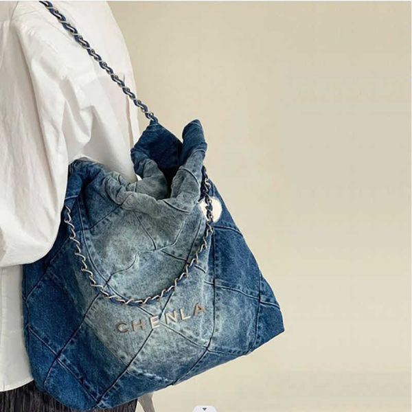 

women's 2023 new denim xiaoxiang bin chain shoulder large capacity tote bag
