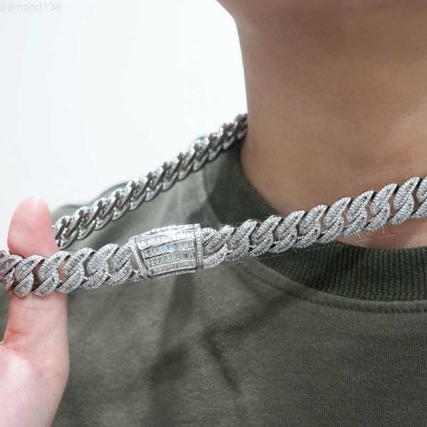 

cadermay fine jewelry 925 sterling silver moissanite chain d vvs 15mm baguette moissanite miami cuban chain hip-hop jewelry