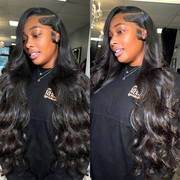 

13x4 body wave lace front wig human hair pre plucked brazilian human hair hd lace frontal wigs for women 4x4 lace closure wig, Black;brown