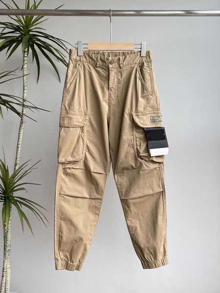 

stone men's pants spring summer pocket overalls men's cotton trousers bunched feet outdoor casual pants uj35, Black