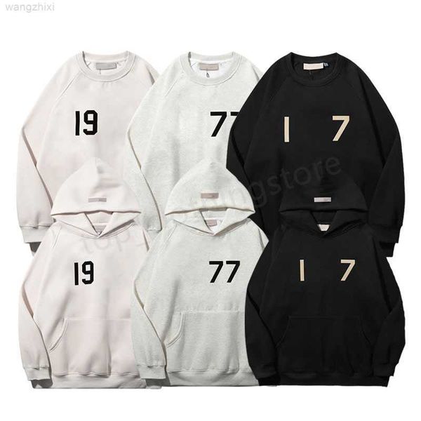 

ess designer fashion mens women hoodies skateboard hip hop number print god sweatshirts high street long sleeve sweatshirt couples clothing, Black