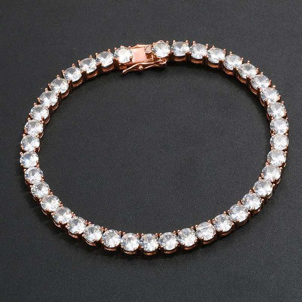 

augain 3mm 4mm 5mm copper alloy round brilliant 5a cz cubic zirconia tennis chain bracelet, Silver