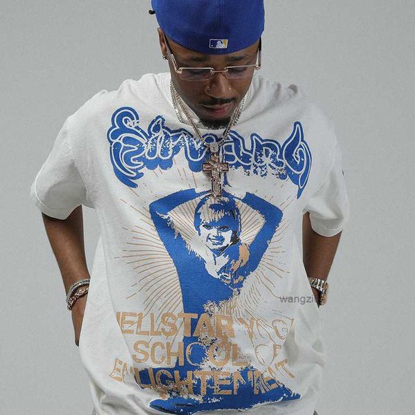 

2023 hellstar studios trendy hip-hop short sleeves man women t shirts cotton men vintage t-shirts summer loose tee rock1 7opt 0mvi wkvn, White;black