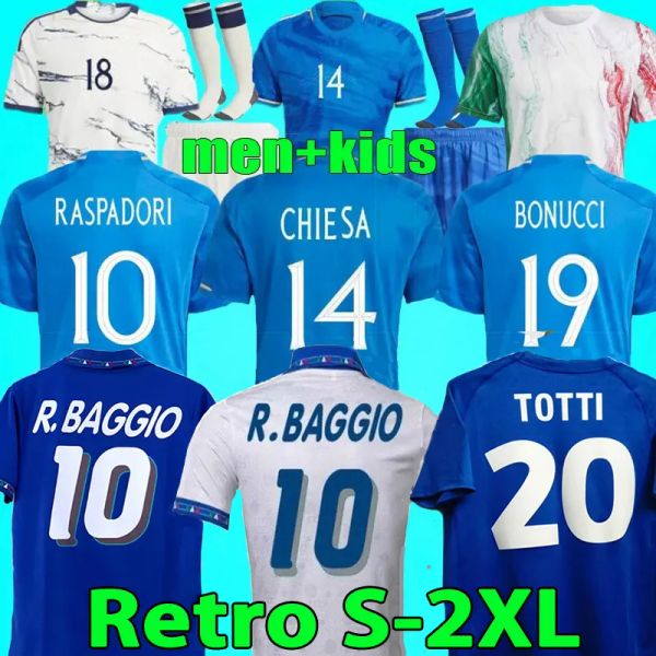 

italy soccer jerseys retro baggio rossi italia verratti chiesa 1990 1996 1998 2000 maglie da calcio totti 2023 football shirt barella piero, Black;yellow