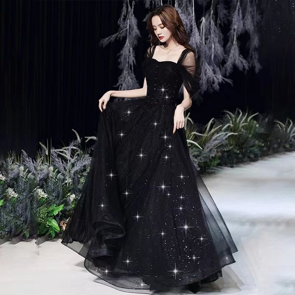 

2023 red black evening dresses long sequined a line sequined crystal beaded lace applique beaded satin designer plus size pleats prom gown f, Black;red