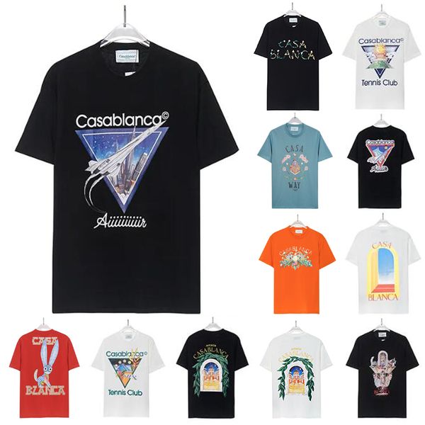 

casablancas t shirt luxury mens summer designer loose comfortable tees round neck letters print sweat absorbing quick dry cotton casual str, White;black
