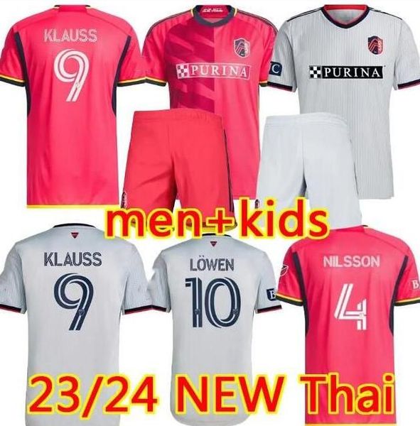 

2023 2024 st.  ouis city soccer jerseys mls home away st louis''red' sc white nilsson klauss 9 nelson gioacchini vassilev be, Black;yellow