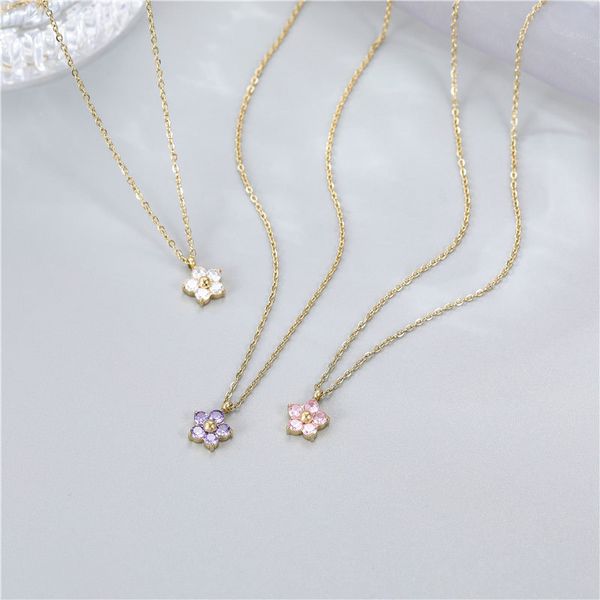 

new stainless steel pendant necklace for women gold color charm flower choker necklace girl wedding jewelry, Silver