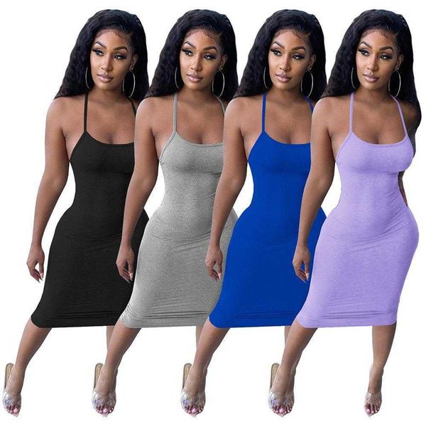 

womens casual dresses fashion solid color summer suspender dress, Black;gray