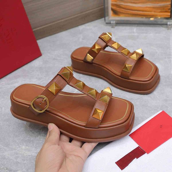 

fashion sandals brand valentinosity designers women platform sandals women slide luxury sandal woman leisure slipper ht032, Black