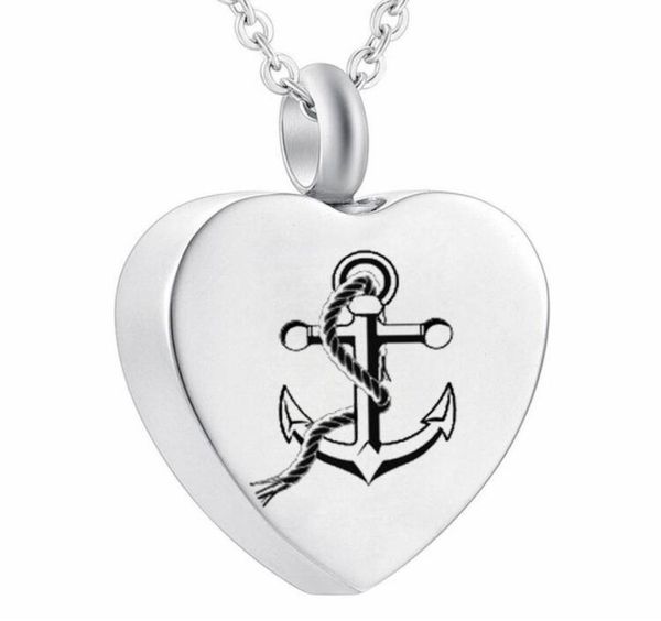 

urn necklace anchor heart pendant cremation jewelry memorial ashes keepsake1237273, Silver