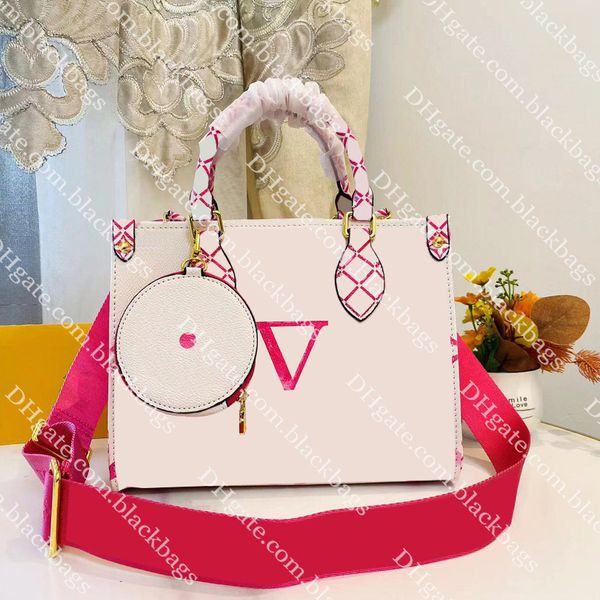

10a quality designer tote bag women onthego small handbag classic letter square shopping bags with wide shoulder strap valentine christmas g