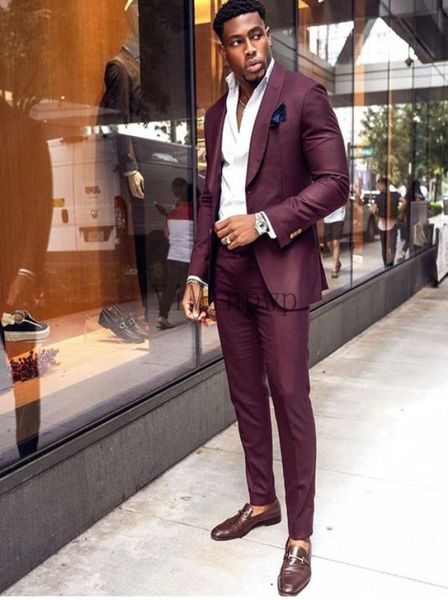 

burgundy men suits shawl lapel one button prom suits slim fit blazer jacket men tuxedos groom wedding suits 2 piece coatpant9510955, Black;gray