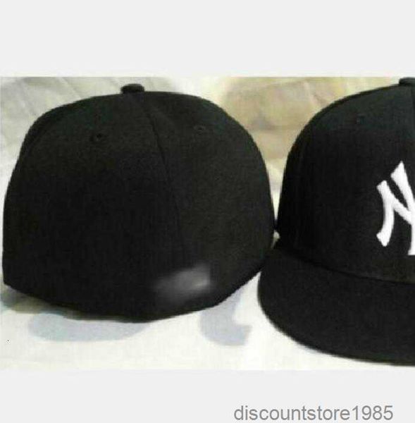 

men's new york full closed caps summer letter bone men women black color all 32 teams casual sport flat fitted hats mix colors size cas, Blue;gray