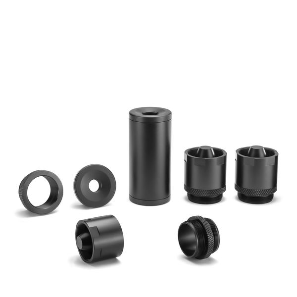 

tactical accessories aircraft aluminum adaptive solvent trap with 1/2x28 and 5/8x24 thread mounts 1.375-24 tpi