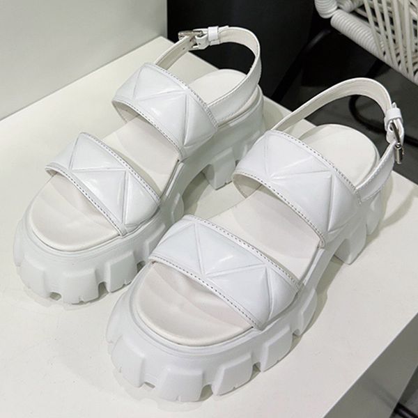 

monolith leather sandals monolith women's sandals leather high-frequency triangular effect upper women's thick sole casual sandals, Black