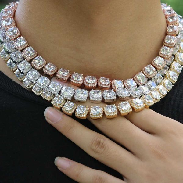 

hip hop jewelry retail 10 mm square ladder tennis chain product tennis necklace, Silver