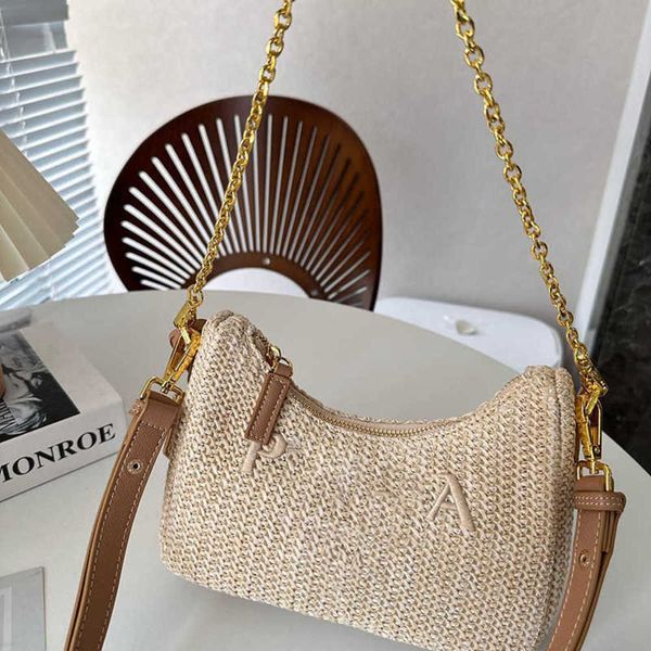 

woven shoulder bag straw handbag designer crossbody bags for women fashion classic chain messenger handbags lady summer bag 230606