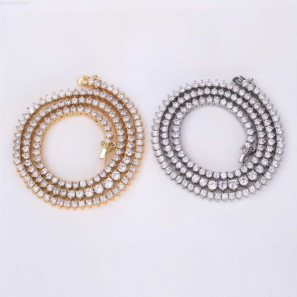 

hip hop gold plated men's cz diamond necklace iced out tennis chain, Silver