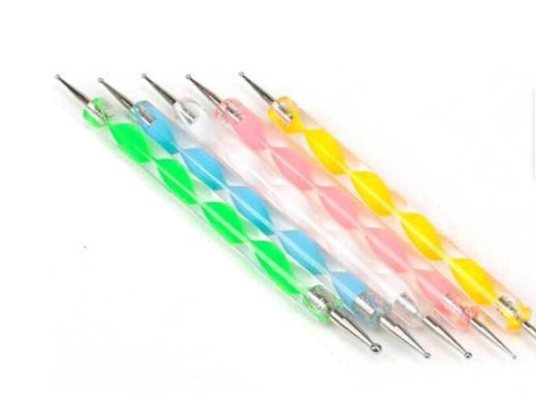 

5pcsset twoway dotting pen marbleizing painting tool nail art dot set9088040, Silver