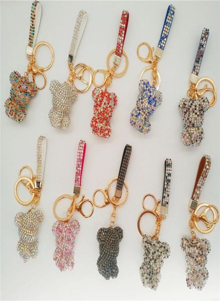 

fashion diamond bear keychains cartoon doll pendant creative gift highend female bears accessories car keychain 11 styles2280236, Silver