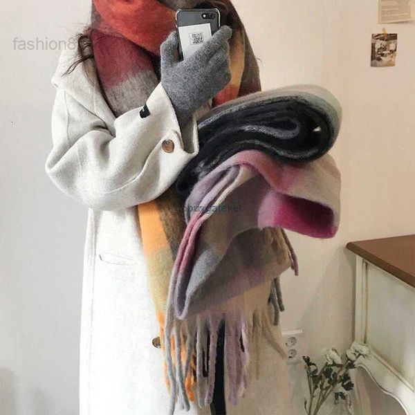

scarves rainbow striped scarf winter warm women's ac same shawl insejx1, Blue;gray