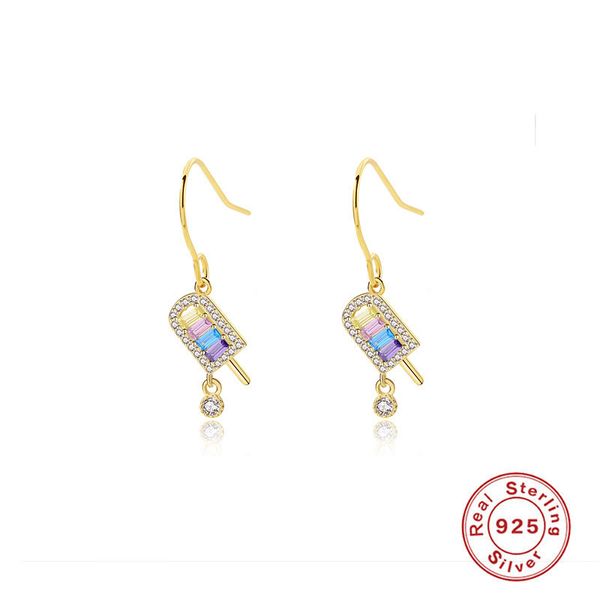 

authentic sterling silver 925 drop earrings dangle colorful cubic zirconia charms 18k gold plated women fashion earrings