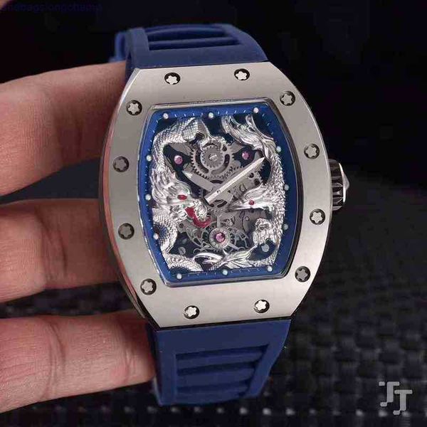 

luxury mens mechanics watch jftj richa milles wristwatch red black rubber men sapphire automatic mechanical dragon phoenix tourbillion calen, Slivery;golden