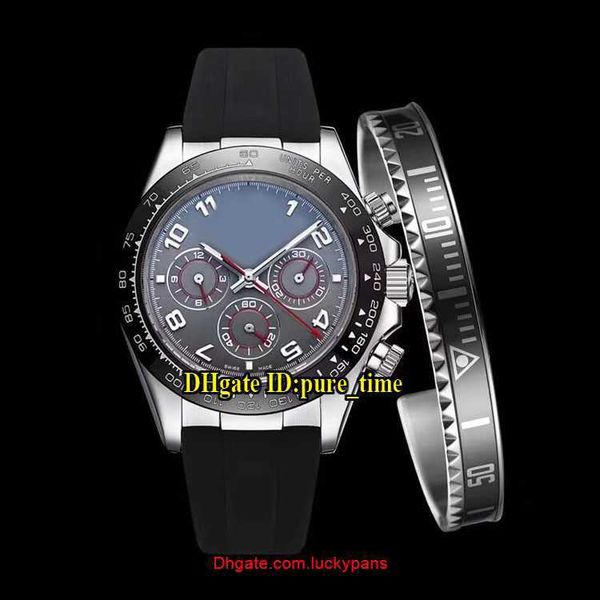 

r olax luxury gift bracelet 116518 black dial asian 2813 automatic mens watch black bezel sapphire glass steel case rubber strap new watche2, Slivery;black