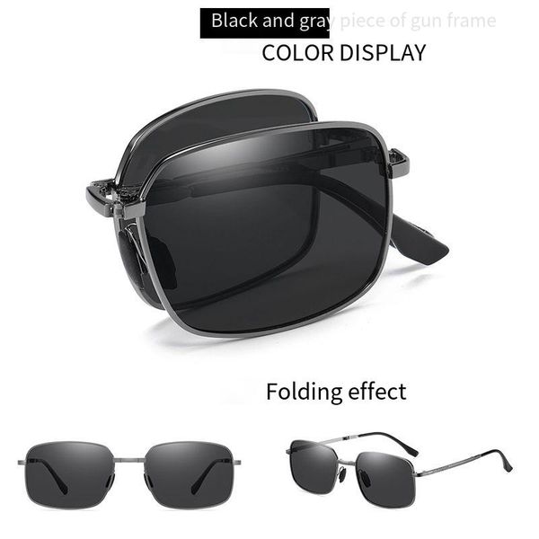

new foldable color-changing glasses men's sun protection sunglasses driving uv polarized sunglasses, White;black