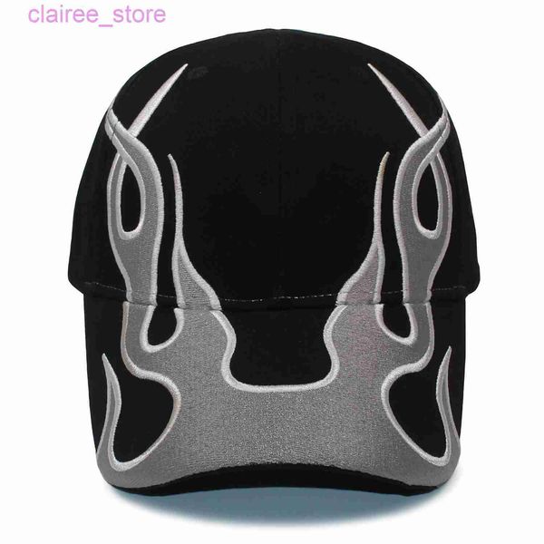 

ball caps kanye hip-hop street brand flame baseball cap men's colorblock racing cap with flames j230613, Blue;gray